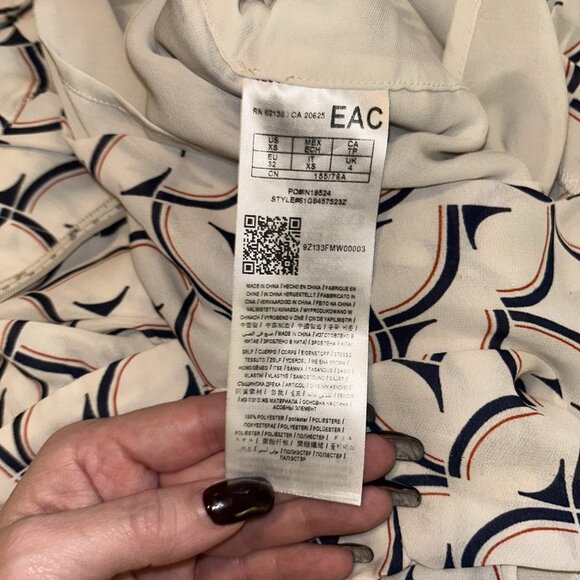 Marciano Ivory Abstract Print Cinched Waist Preppy Exquisite Romper Size XS - Picture 10 of 10